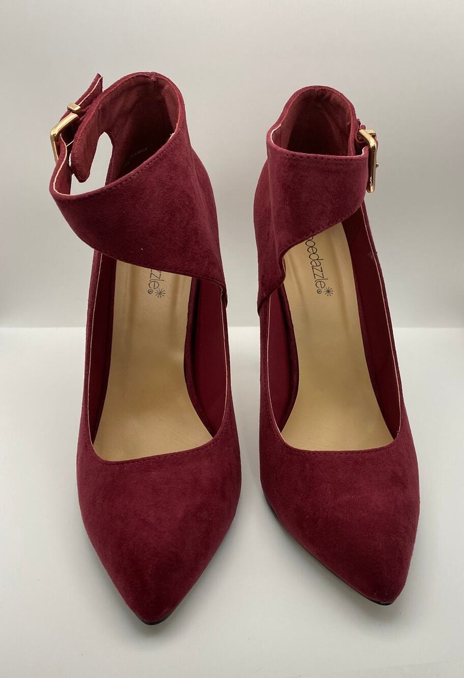 ShoeDazzle Ashi Bordeaux Faux Suede Ankle Cuff Pumps Heels Women's Size 11